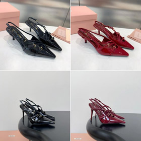 Miu Miu low-heeled pointed-toe slingback sandals-5704  